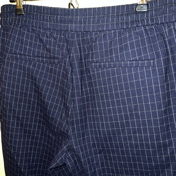 Loft Comfort Navy Blue Checkered Elastic Waistband Drawstring Pants - Picture 7 of 11